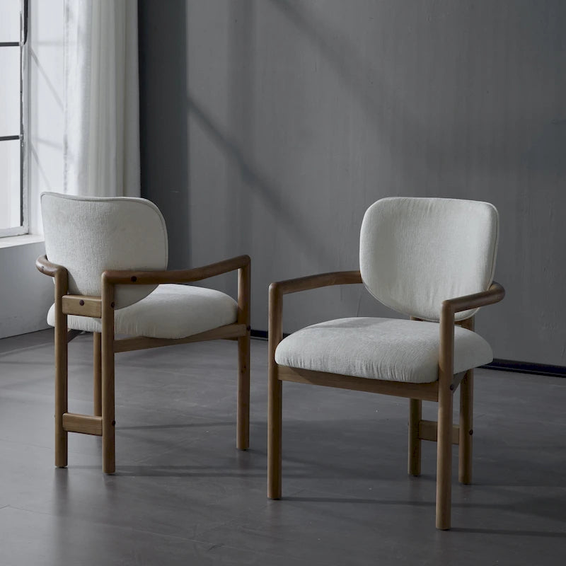Brown Upholstered Dining Chair, King Louis Style, Set of 2