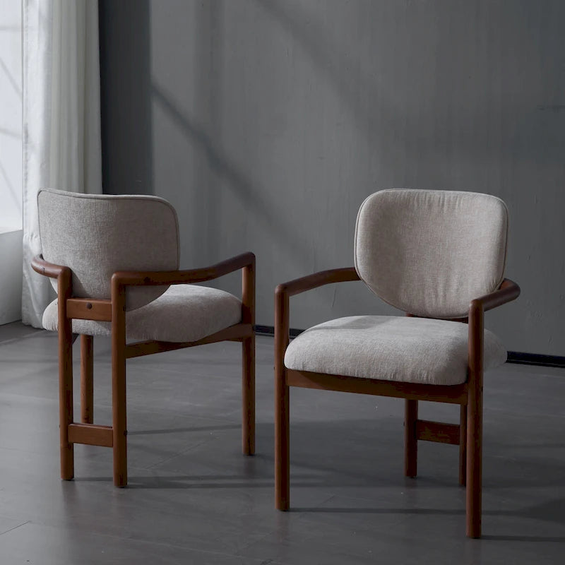 Brown Upholstered Dining Chair, King Louis Style, Set of 2