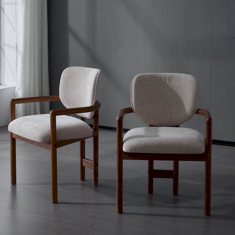 Brown Upholstered Dining Chair, King Louis Style, Set of 2