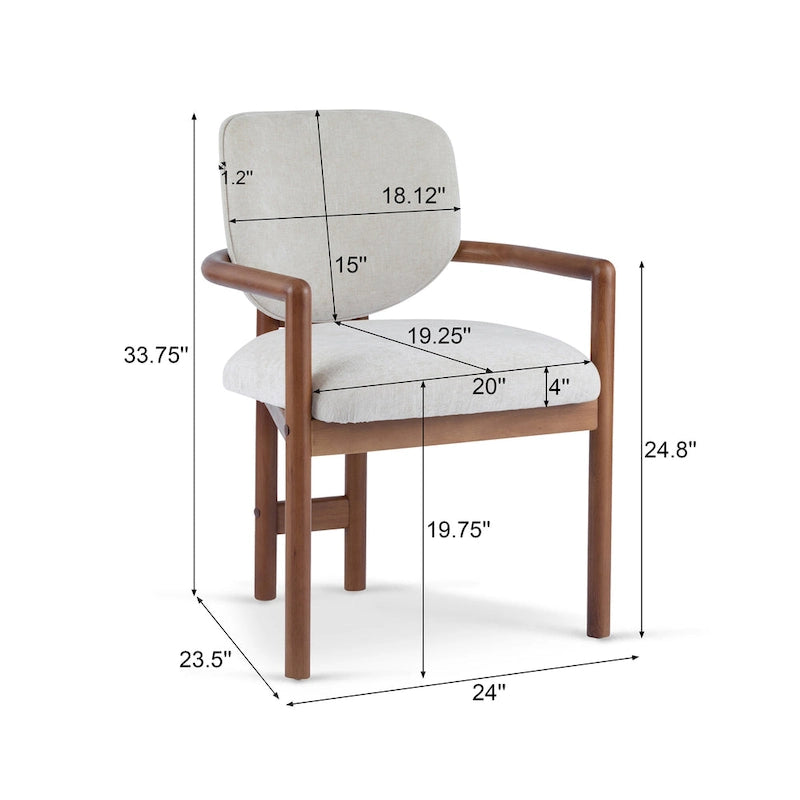 Brown Upholstered Dining Chair, King Louis Style, Set of 2