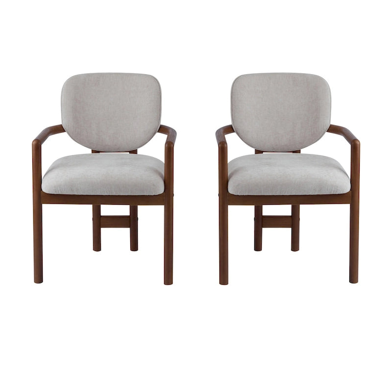 Brown Upholstered Dining Chair, King Louis Style, Set of 2
