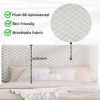 Off White Queen Platform Bed, 3D Upholstered Adjustable Headboard, 1-Person