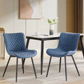 Blue / Brown / Black / Khaki – Diamond & Stripe Faux Leather Armless Dining Chair, Set of 2