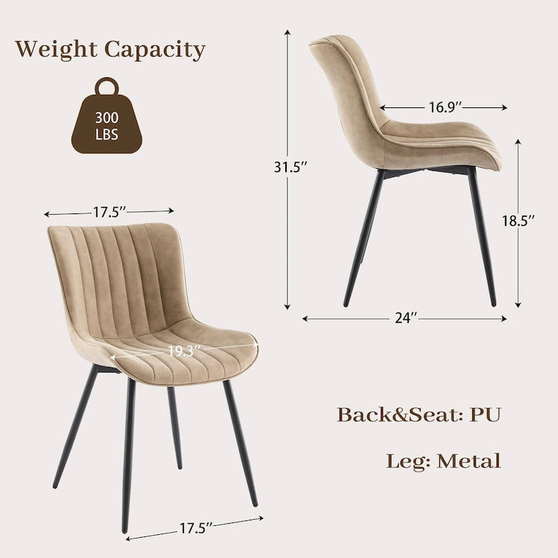 Blue / Brown / Black / Khaki – Diamond & Stripe Faux Leather Armless Dining Chair, Set of 2