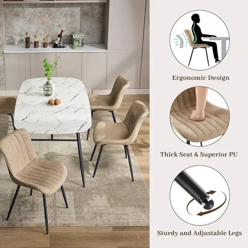 Blue / Brown / Black / Khaki – Diamond & Stripe Faux Leather Armless Dining Chair, Set of 2