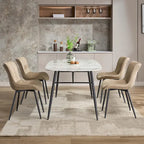 Blue / Brown / Black / Khaki – Diamond & Stripe Faux Leather Armless Dining Chair, Set of 2