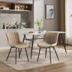 Blue / Brown / Black / Khaki – Diamond & Stripe Faux Leather Armless Dining Chair, Set of 2