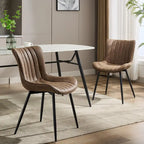 Blue / Brown / Black / Khaki – Diamond & Stripe Faux Leather Armless Dining Chair, Set of 2