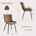 Blue / Brown / Black / Khaki – Diamond & Stripe Faux Leather Armless Dining Chair, Set of 2
