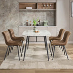 Blue / Brown / Black / Khaki – Diamond & Stripe Faux Leather Armless Dining Chair, Set of 2