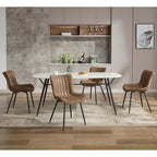 Blue / Brown / Black / Khaki – Diamond & Stripe Faux Leather Armless Dining Chair, Set of 2