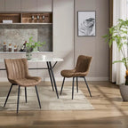 Blue / Brown / Black / Khaki – Diamond & Stripe Faux Leather Armless Dining Chair, Set of 2