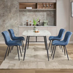 Blue / Brown / Black / Khaki – Diamond & Stripe Faux Leather Armless Dining Chair, Set of 2