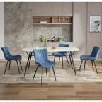Blue / Brown / Black / Khaki – Diamond & Stripe Faux Leather Armless Dining Chair, Set of 2