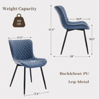 Blue / Brown / Black / Khaki – Diamond & Stripe Faux Leather Armless Dining Chair, Set of 2