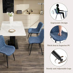 Blue / Brown / Black / Khaki – Diamond & Stripe Faux Leather Armless Dining Chair, Set of 2