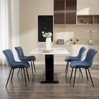 Blue / Brown / Black / Khaki – Diamond & Stripe Faux Leather Armless Dining Chair, Set of 2
