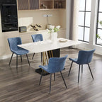 Blue / Brown / Black / Khaki – Diamond & Stripe Faux Leather Armless Dining Chair, Set of 2