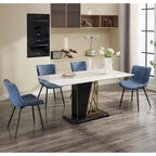 Blue / Brown / Black / Khaki – Diamond & Stripe Faux Leather Armless Dining Chair, Set of 2