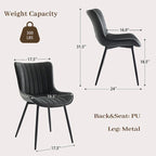 Blue / Brown / Black / Khaki – Diamond & Stripe Faux Leather Armless Dining Chair, Set of 2