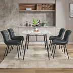 Blue / Brown / Black / Khaki – Diamond & Stripe Faux Leather Armless Dining Chair, Set of 2