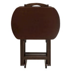 Brown Walnut Folding Snack Table Set for 4