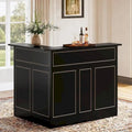 Black / Brown Modern L-Shaped Corner Bar Cabinet with Stemware Racks