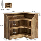 Black / Brown Modern L-Shaped Corner Bar Cabinet with Stemware Racks