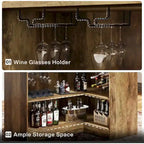 Black / Brown Modern L-Shaped Corner Bar Cabinet with Stemware Racks