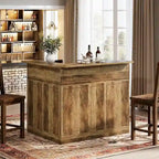 Black / Brown Modern L-Shaped Corner Bar Cabinet with Stemware Racks