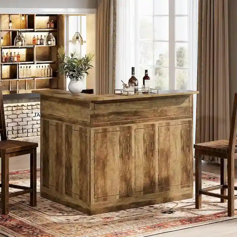 Black / Brown Modern L-Shaped Corner Bar Cabinet with Stemware Racks