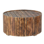 Natural Burned Brown Round Coffee Table, Solid Mango Wood, 1-Person