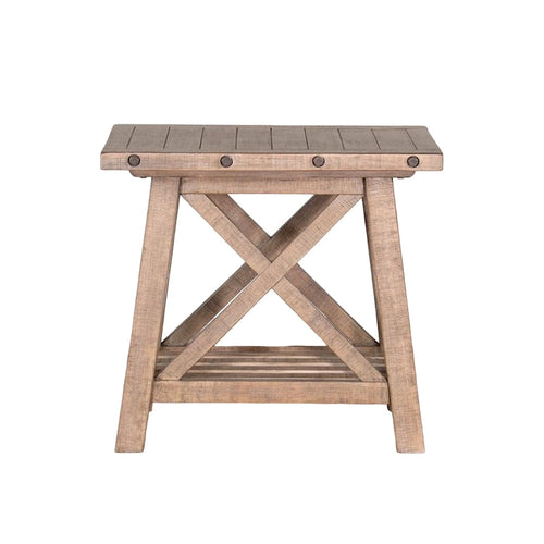 Table d'appoint avec accent, marron clair et noir, rectangulaire, utilisation unique
