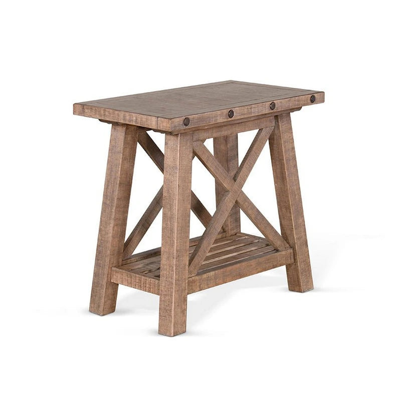 Accent Chairside Table, Light Brown & Black, Rectangular, Single Use