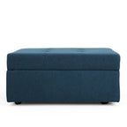 Navy Blue Square Tufted Storage Ottoman, Single Seat, 31"