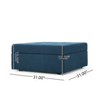 Navy Blue Square Tufted Storage Ottoman, Single Seat, 31"