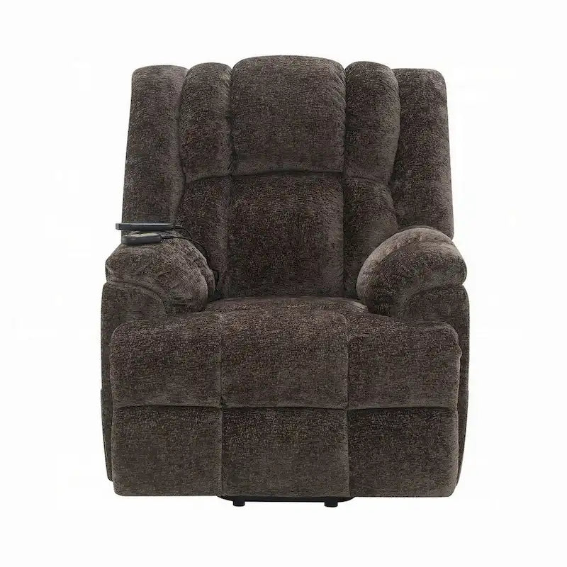 Brown Velvet Power Lift Recliner Chair with Massage & Heating, Single Seat