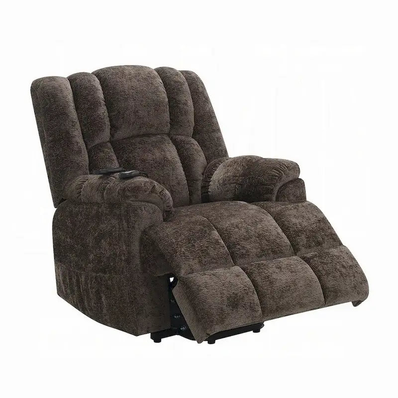 Brown Velvet Power Lift Recliner Chair with Massage & Heating, Single Seat