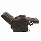 Brown Velvet Power Lift Recliner Chair with Massage & Heating, Single Seat