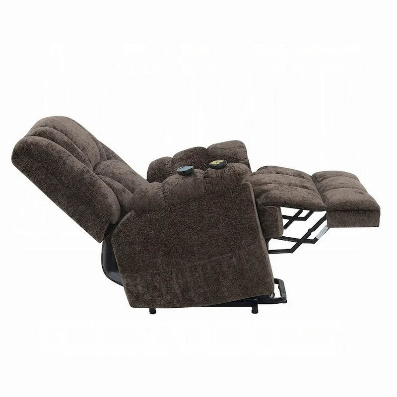 Brown Velvet Power Lift Recliner Chair with Massage & Heating, Single Seat