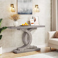 Grey / Gray & Black / Brown Console Table, Farmhouse Style, Single-Person Assembly