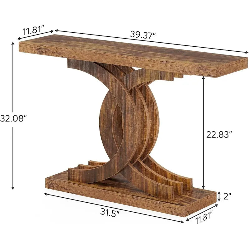 Grey / Gray & Black / Brown Console Table, Farmhouse Style, Single-Person Assembly