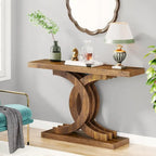 Grey / Gray & Black / Brown Console Table, Farmhouse Style, Single-Person Assembly