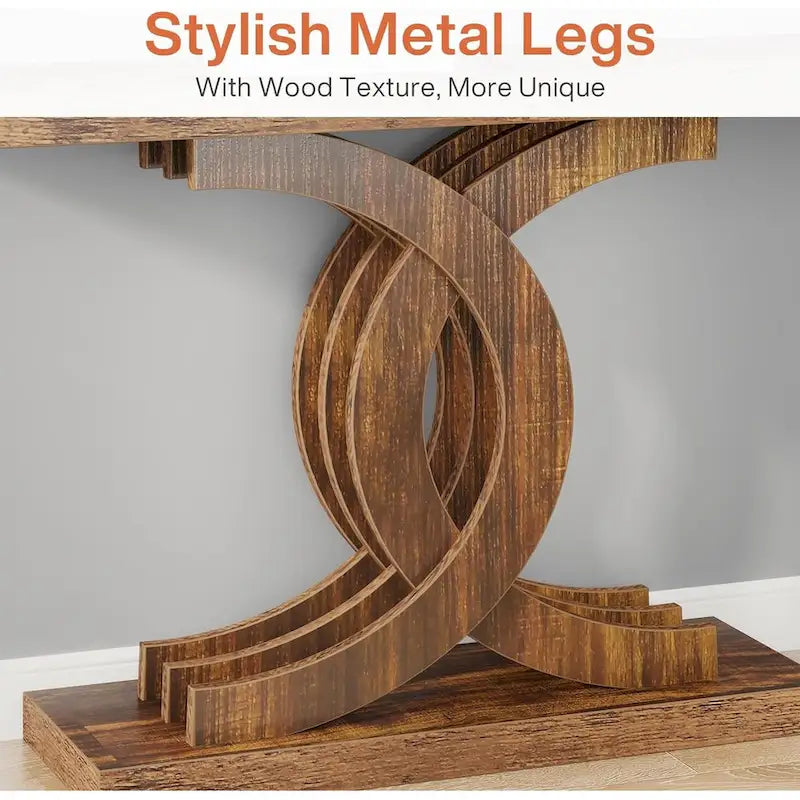Grey / Gray & Black / Brown Console Table, Farmhouse Style, Single-Person Assembly
