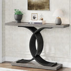 Grey / Gray & Black / Brown Console Table, Farmhouse Style, Single-Person Assembly
