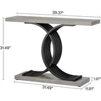 Grey / Gray & Black / Brown Console Table, Farmhouse Style, Single-Person Assembly