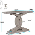 Grey / Gray & Black / Brown Console Table, Farmhouse Style, Single-Person Assembly