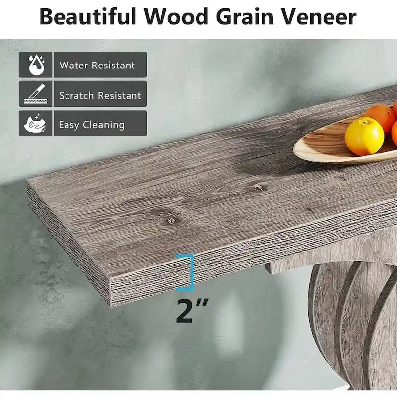 Grey / Gray & Black / Brown Console Table, Farmhouse Style, Single-Person Assembly