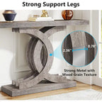 Grey / Gray & Black / Brown Console Table, Farmhouse Style, Single-Person Assembly