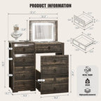 Makeup Vanity With Led Light and Hidden Storage